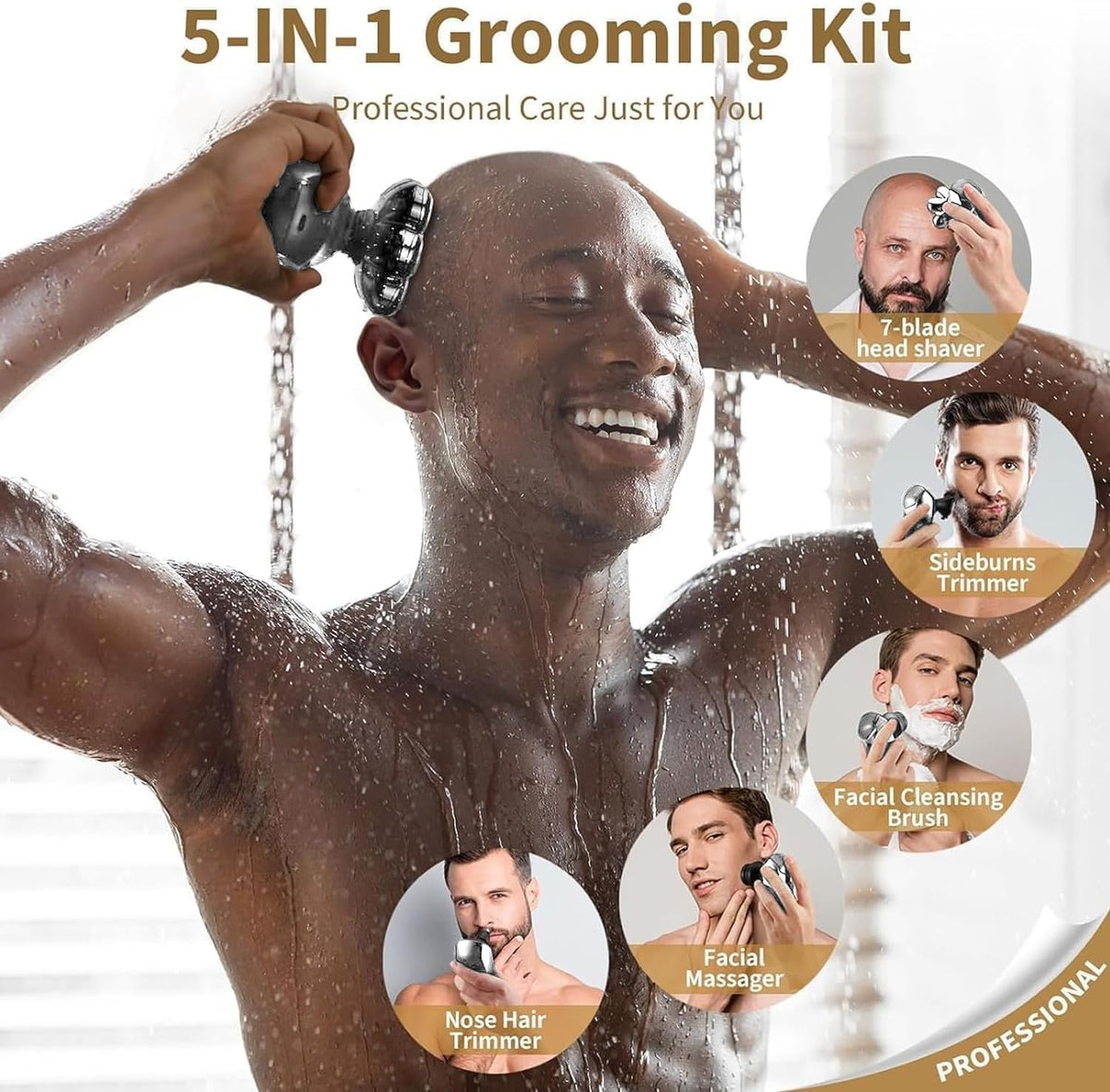SHPAVVER 5-in-1 Electric Head Shaver with LED display