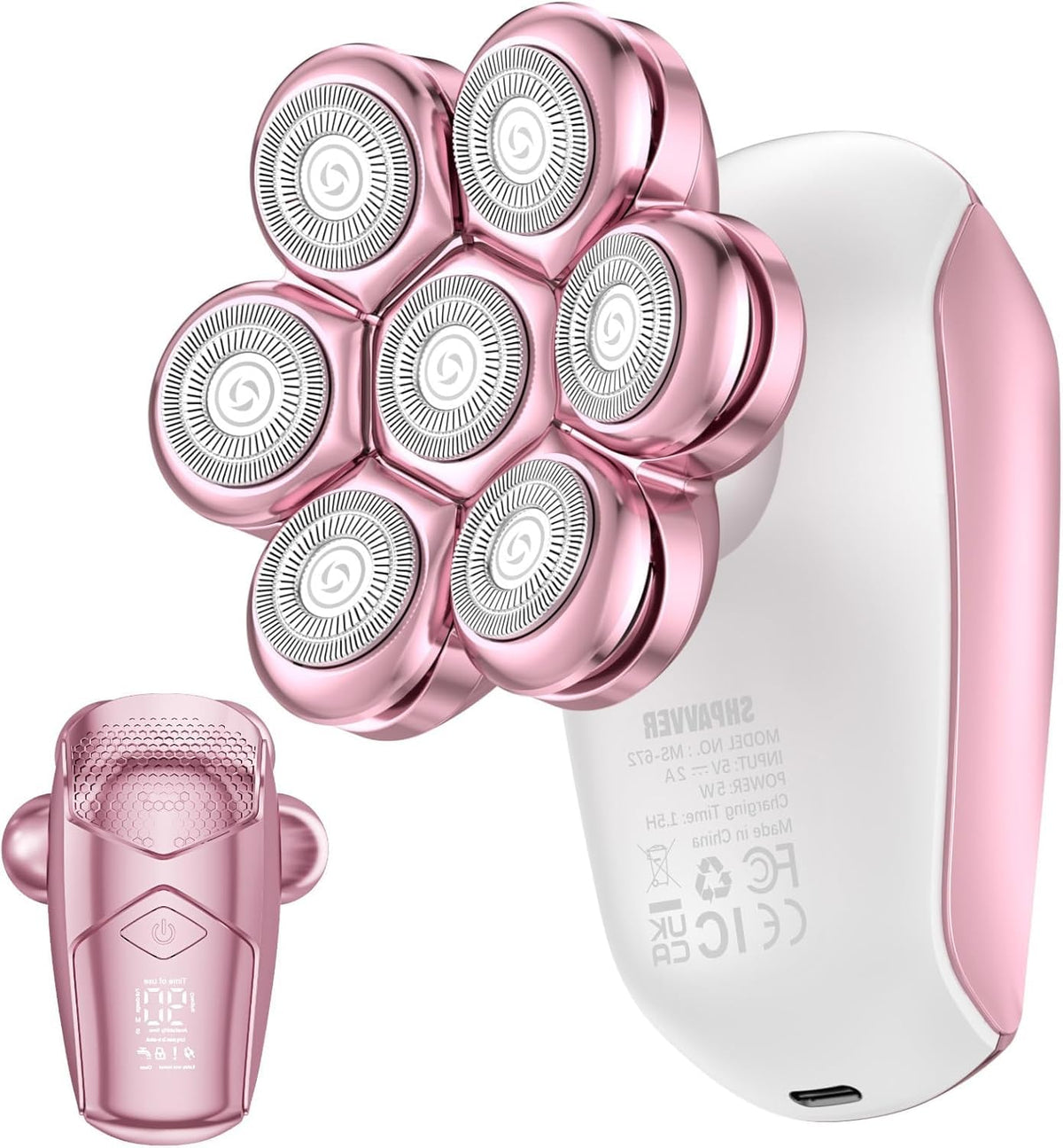SHPAVVER Electric Razor for Women in glossy pink front view