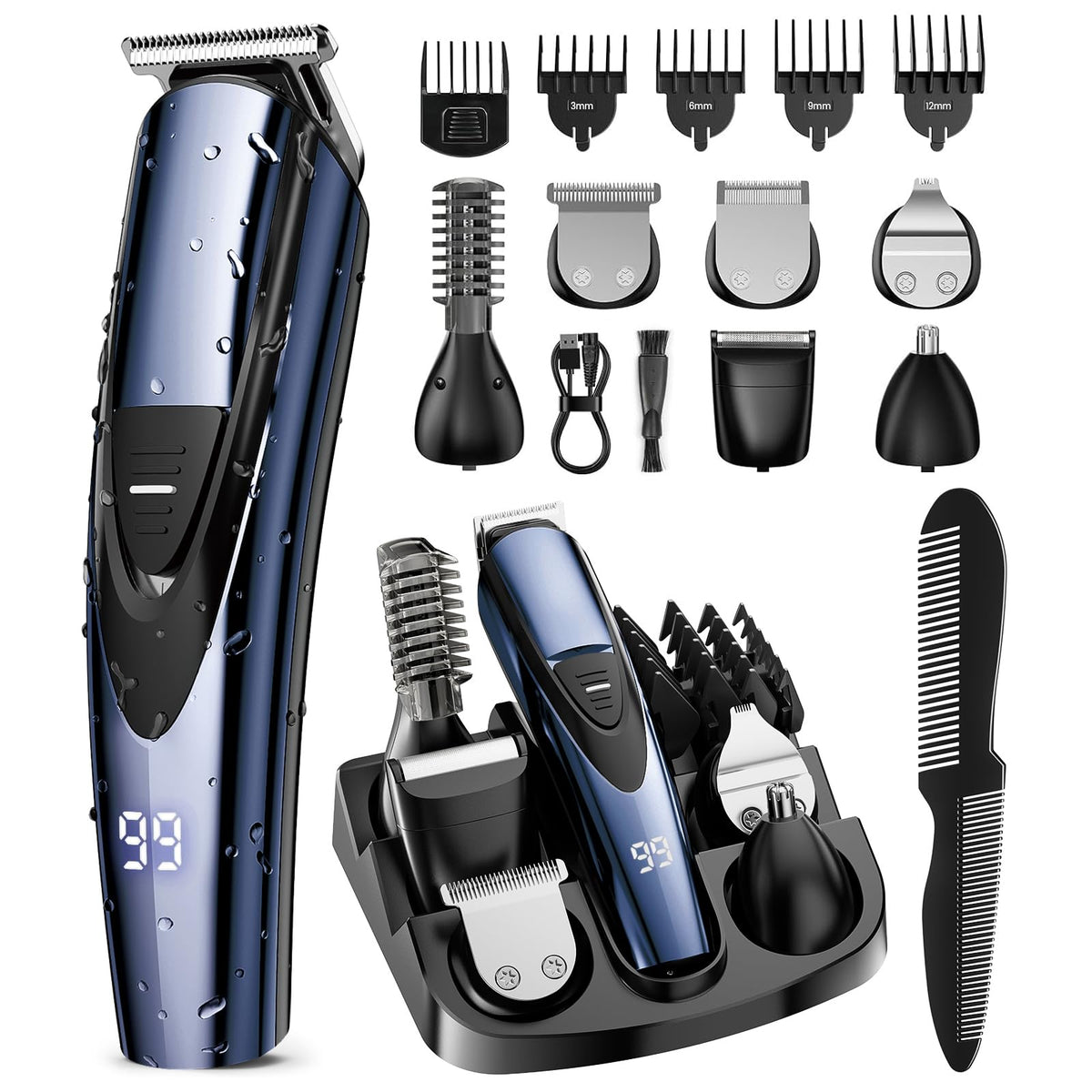 SHPAVVER ETHUP Rechargeable Beard Trimmer 12-in-1 Grooming Kit front view