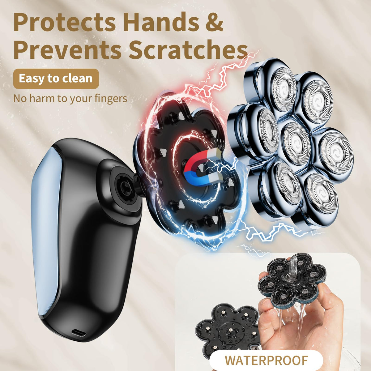 SHPAVVER head shaver with multiple attachments displayed