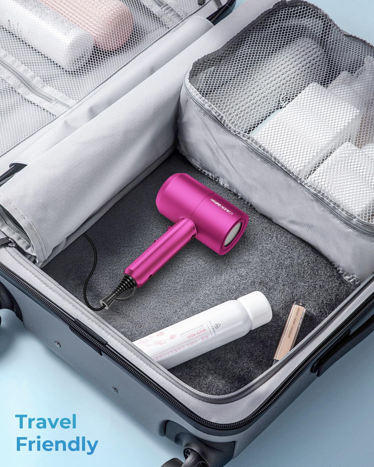 SHRATE Ionic Hair Dryer on bathroom counter during use