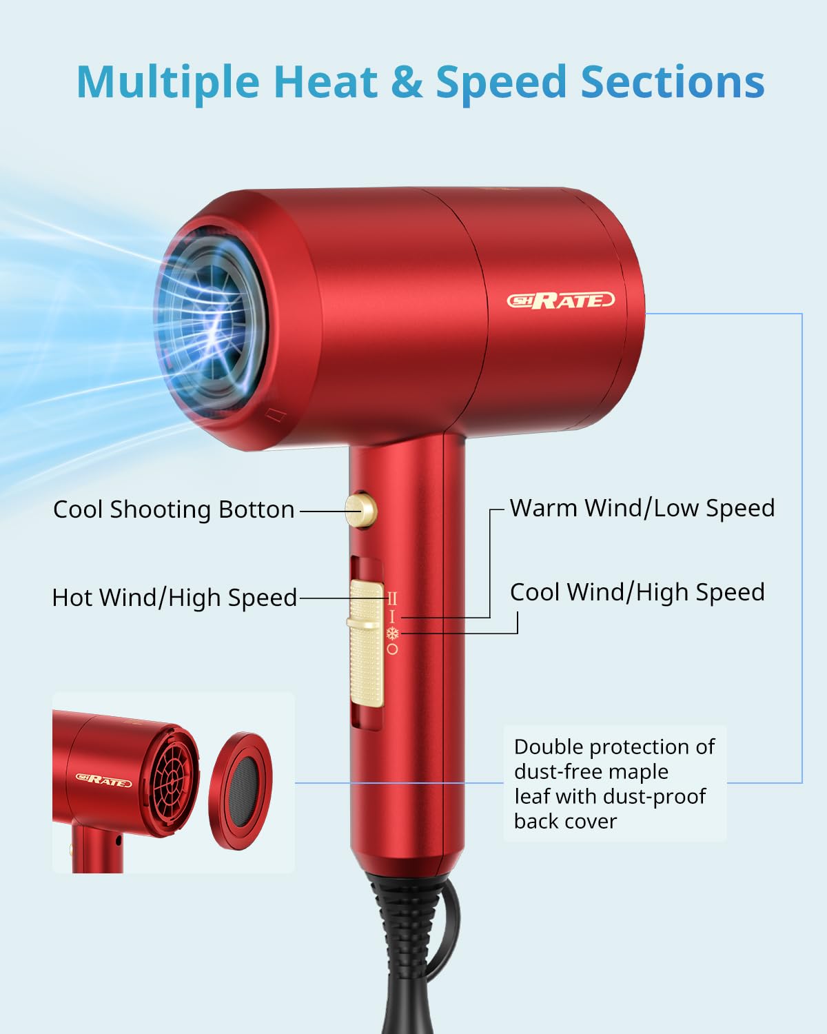 SHRATE Ionic Hair Dryer packaging and accessories