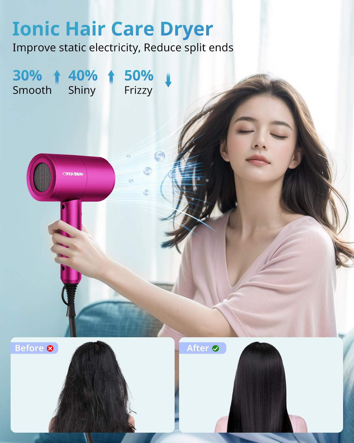 SHRATE Ionic Hair Dryer showcasing cool shot button