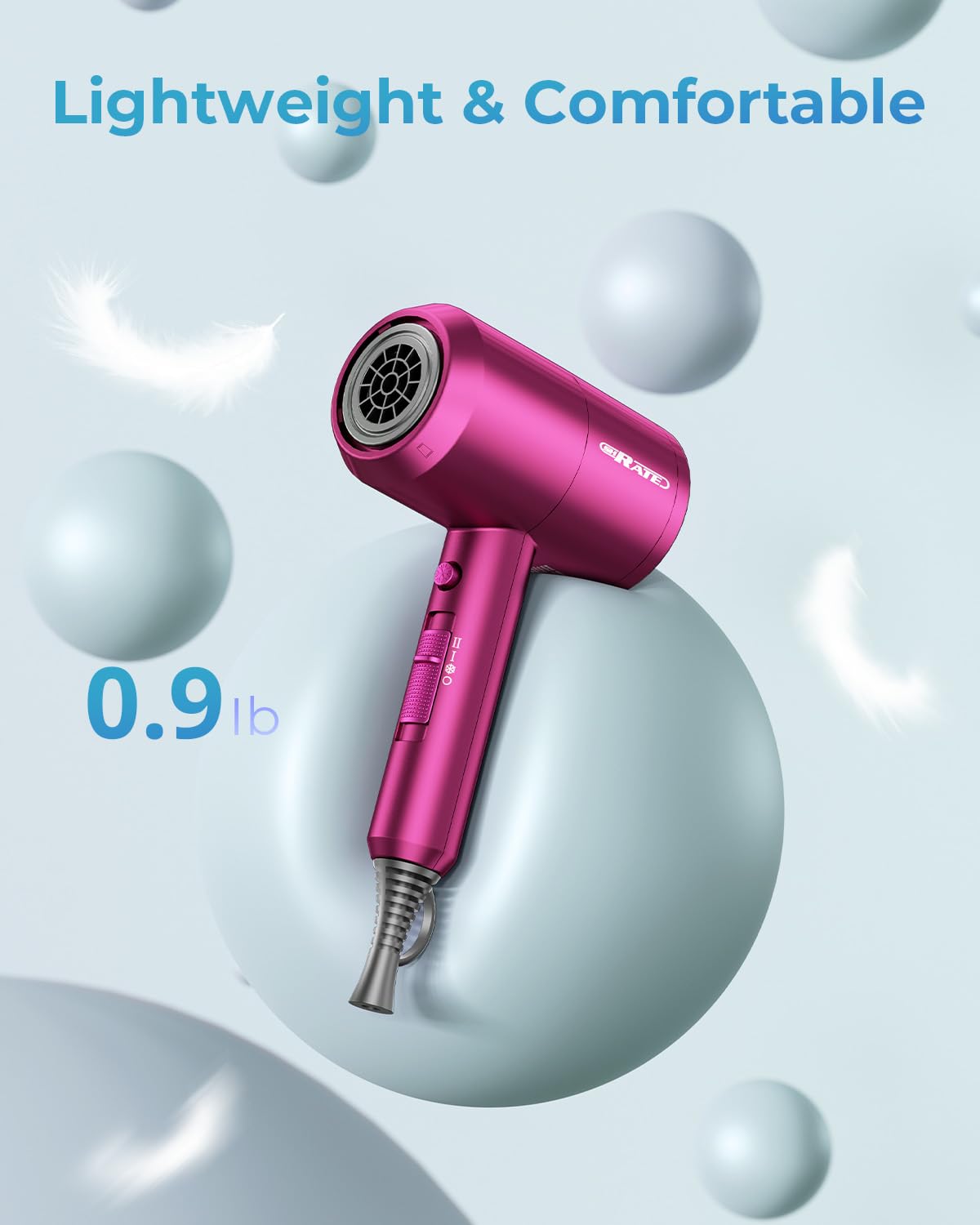 SHRATE Ionic Hair Dryer with three nozzle attachments displayed