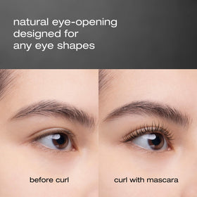 shu uemura Eyelash Curler W in use on eyelashes