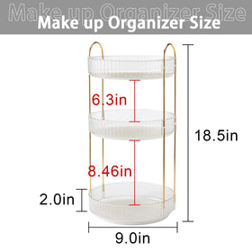 shuang qing Rotating Makeup Organizer 360° side view with cosmetics
