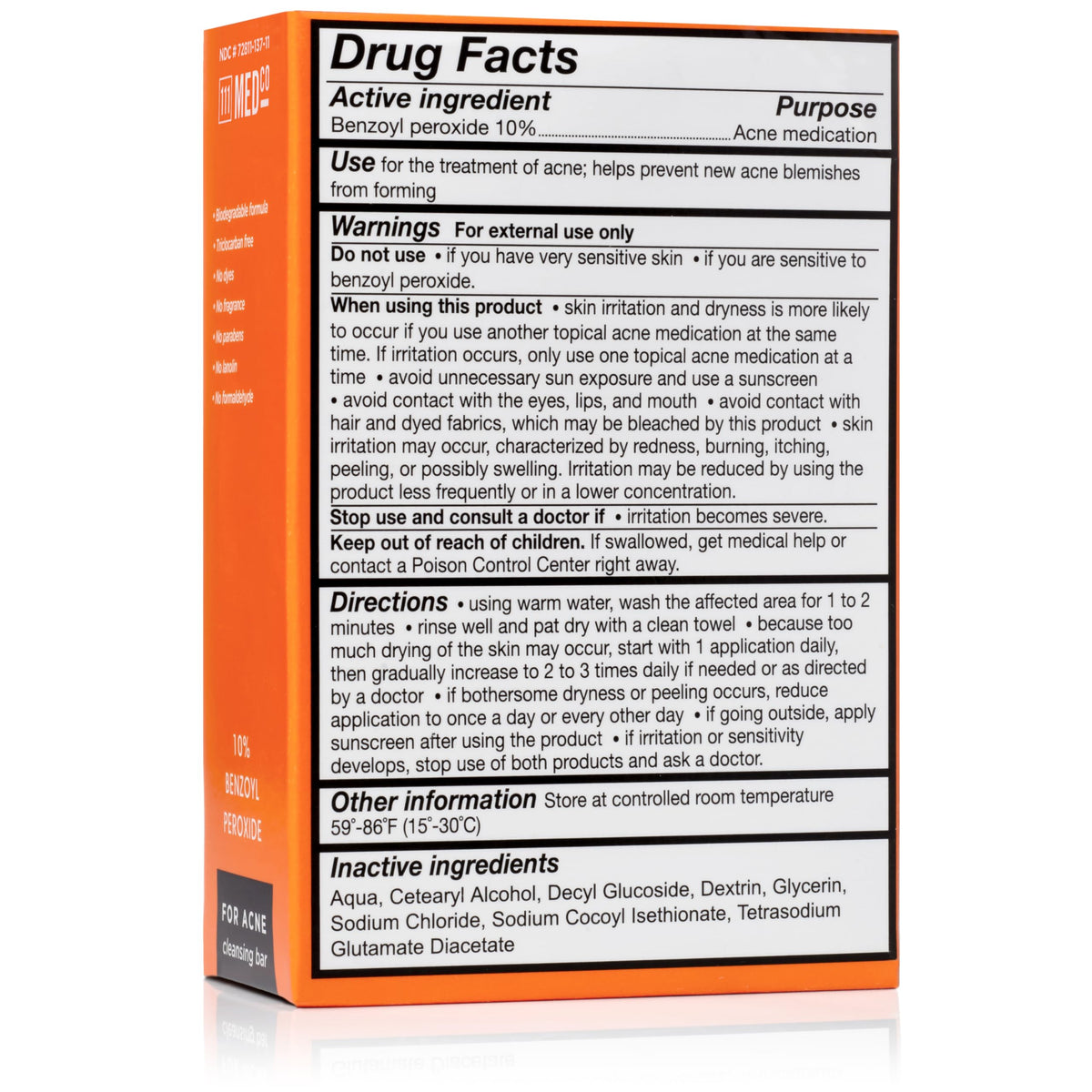 Side view of 111MedCo Acne Bar packaging