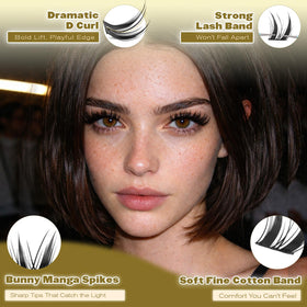 Side view of ALICE Bunny Lash Clusters showcasing natural look