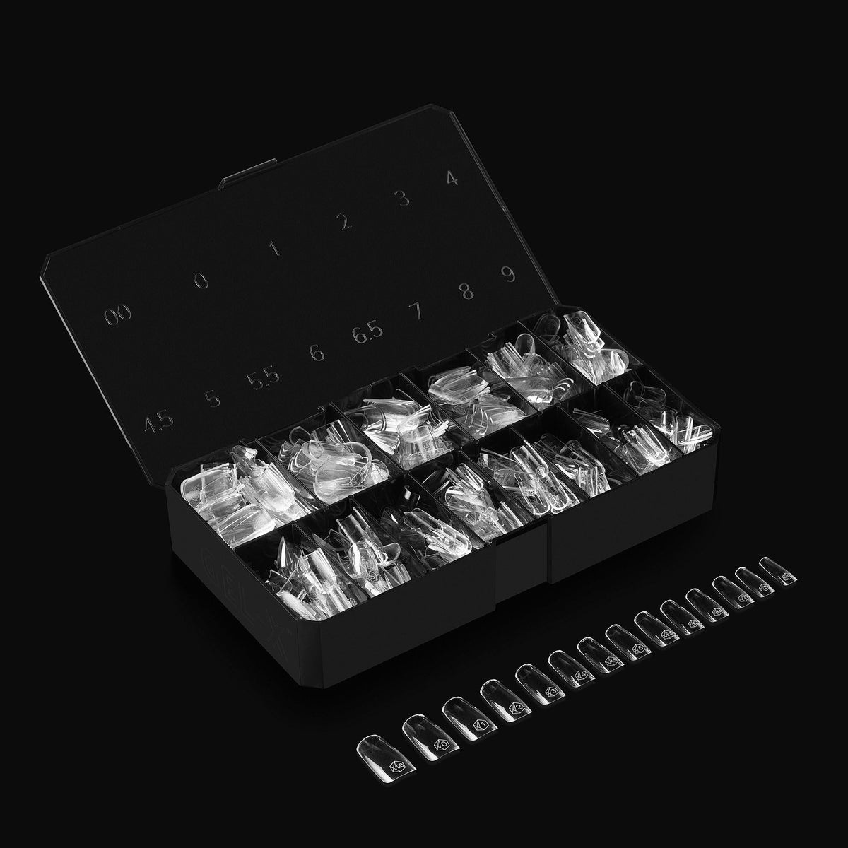 Side view of APRÉS Gel-X® Square Nail Tips box