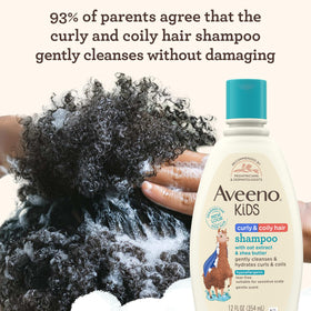 Side view of Aveeno Baby Kids Curly & Coily Hair Shampoo 12 fl oz