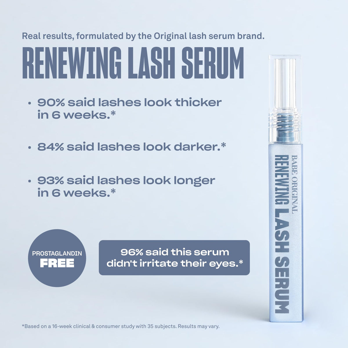 Side view of BABE ORIGINAL Renewing Lash Serum bottle