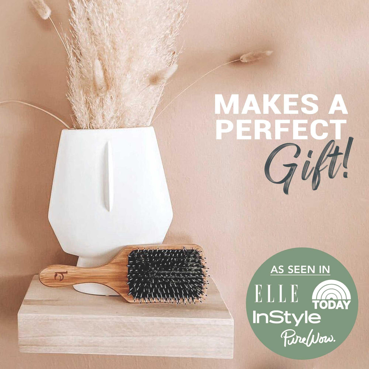 Side view of Beauty by Earth paddle brush showing flexible base