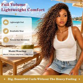 Side view of Beauty Queen curly hair extensions