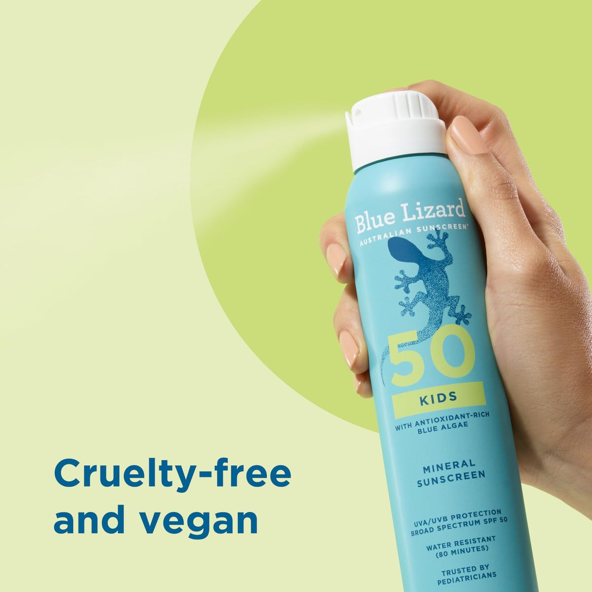 Side view of BLUE LIZARD Kids Mineral Sunscreen Spray bottle