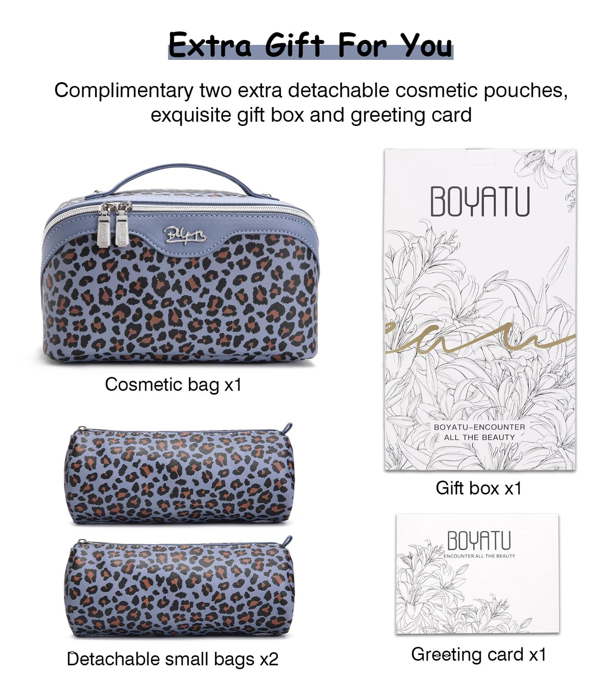 Side view of BOYATU Travel Makeup Bags Set