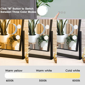 Side view of BWLLNI Vanity Mirror showing 360-degree rotation