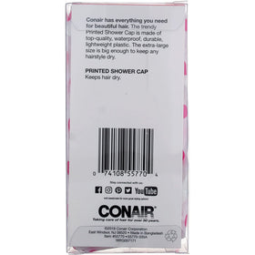 Side view of Conair Printed XL Shower Cap with elastic band