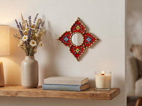 Side view of DecorContreras mirror showcasing the bronze leaf finish