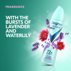Side view of Degree Antiperspirant Deodorant Dry Spray Lavender & Waterlily