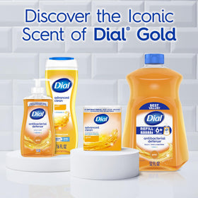Side view of Dial Body Wash Gold bottle showing cap