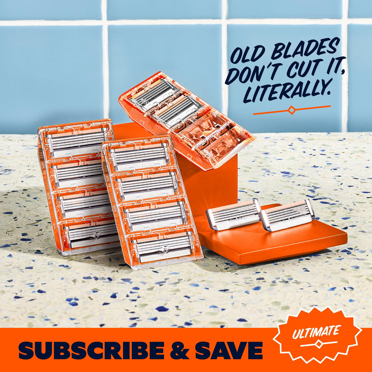 Side view of Dollar Shave Club razor handle and cover