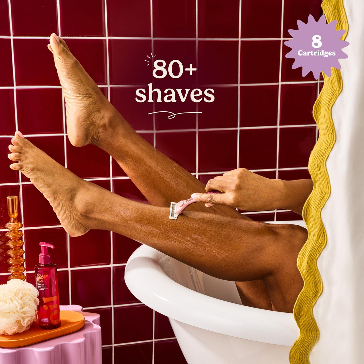 Side view of Dollar Shave Club women's razor refill pack