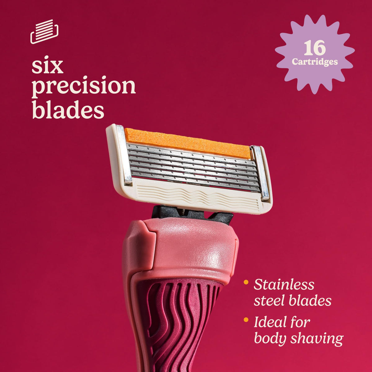 Side view of Dollar Shave Club women's razor refills packaging