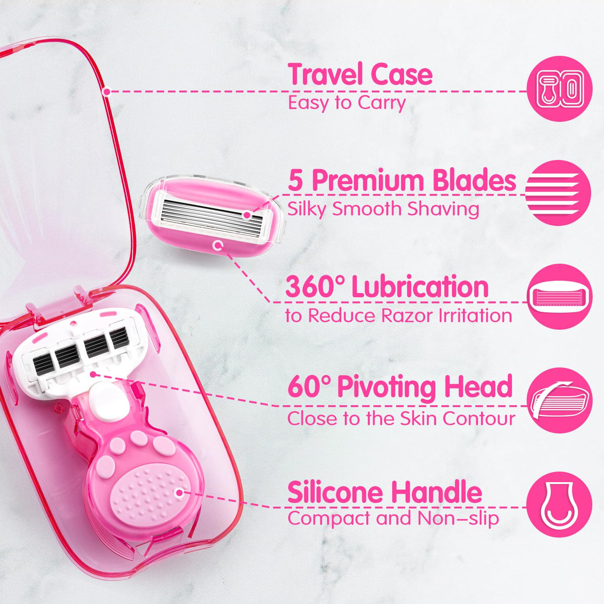 Side view of DreamGenius Travel Razor showing the cat paw style handle