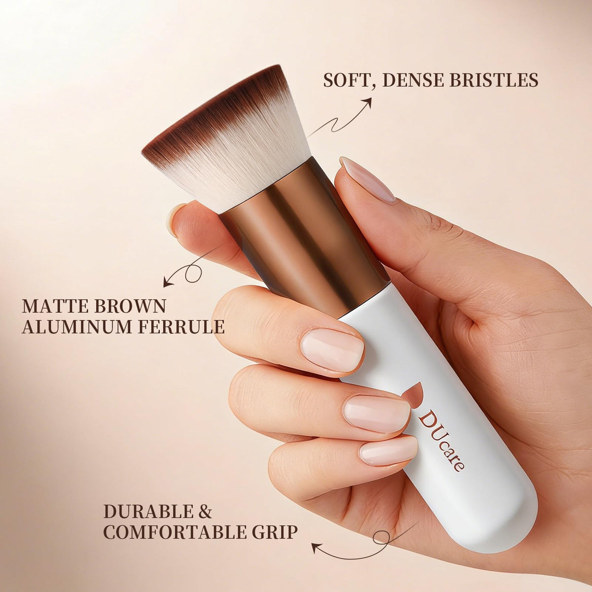 Side view of DUcare Large Flat Top Kabuki Foundation Brush
