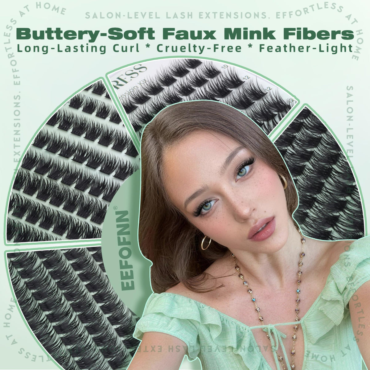 Side view of Eefofnn lash clusters showcasing flexibility