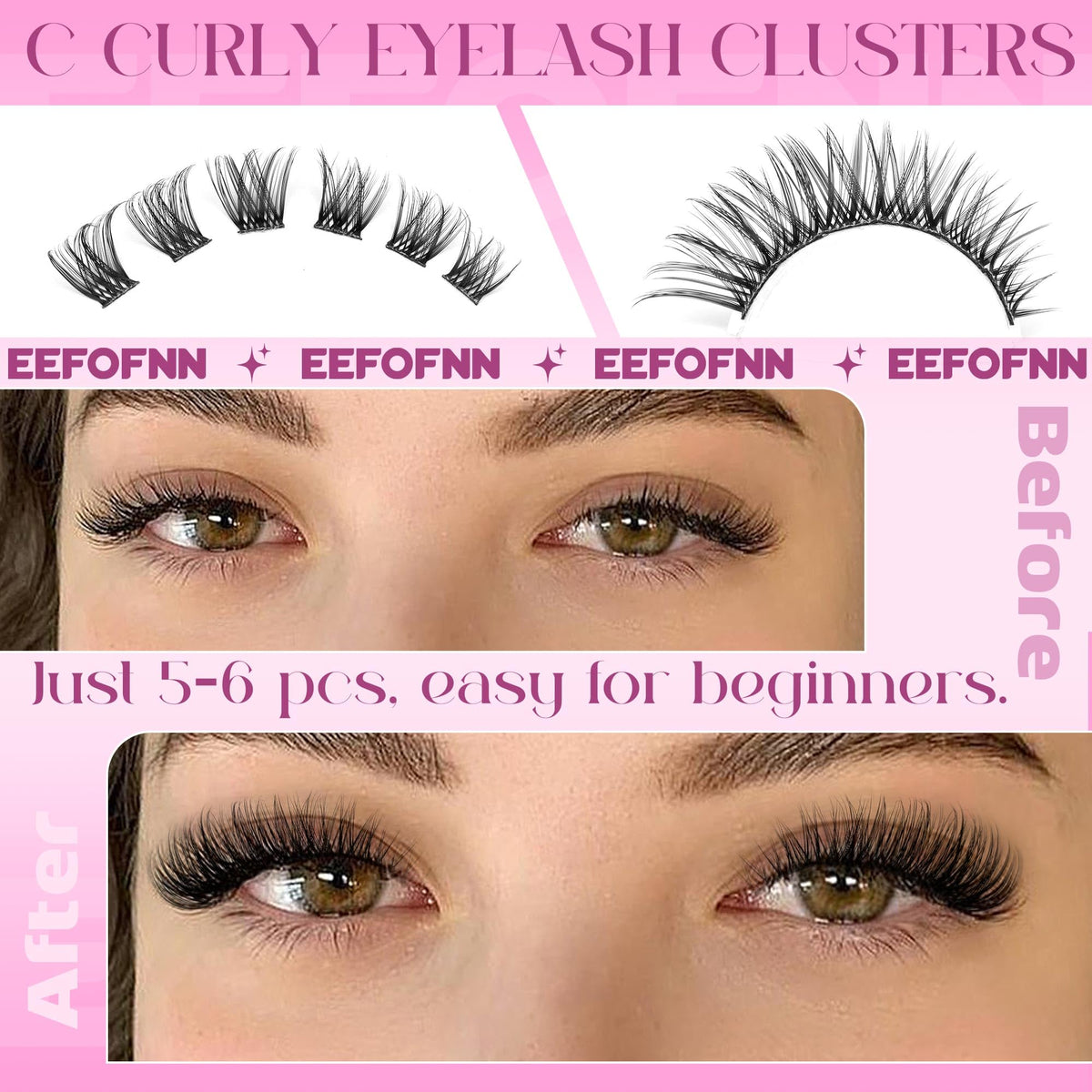 Side view of Eefofnn Wispy Lash Clusters