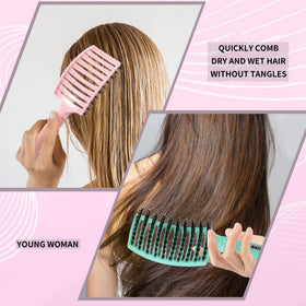 Side view of EKONAER vented detangler brush with curved design