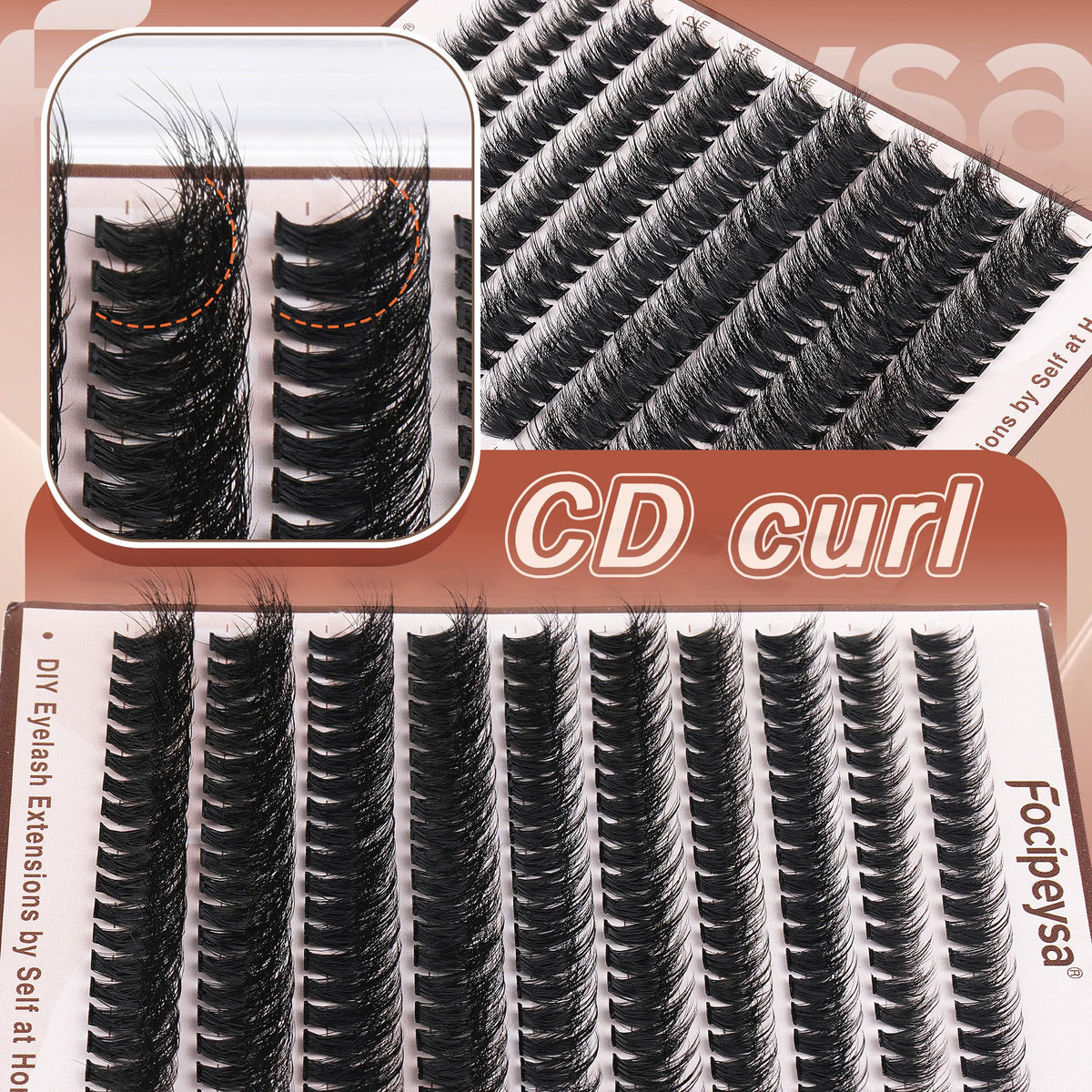 Side view of fluffy volume lash clusters on model