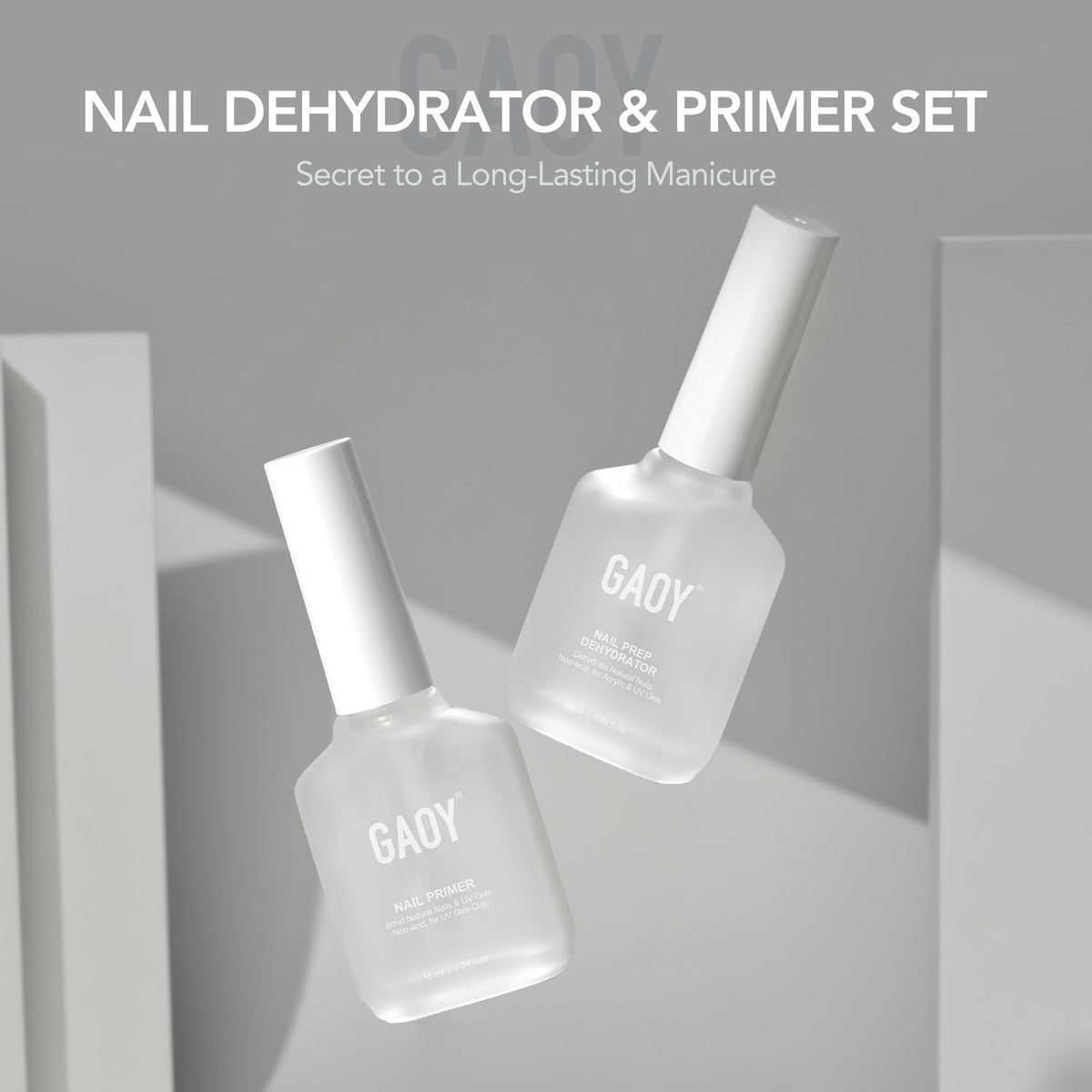 Side view of GAOY Nail Dehydrator and Primer bottles