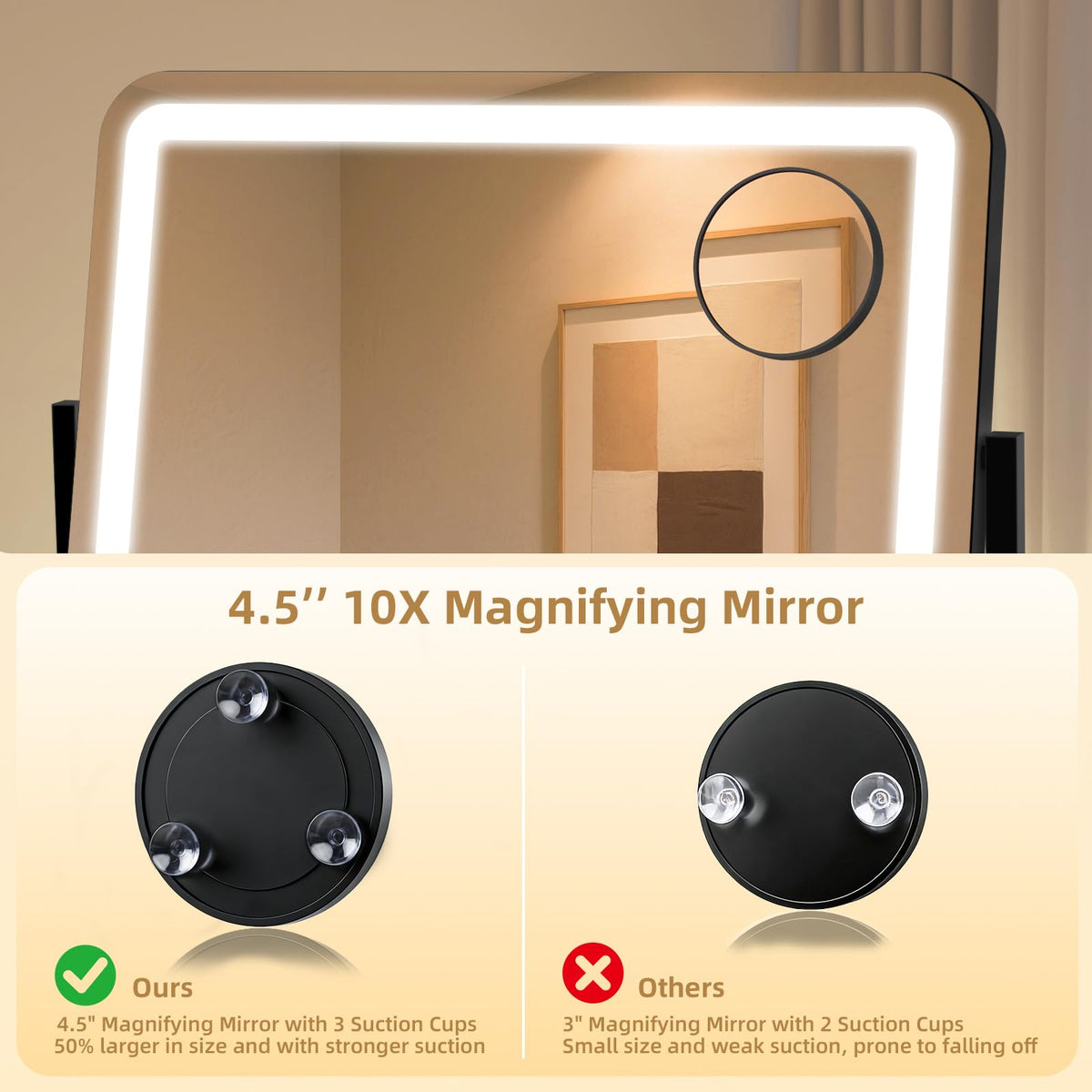 Side view of GioeDa Vanity Mirror showing 360° rotation