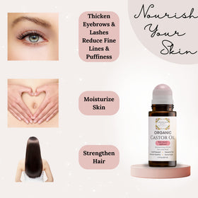 Side view of Grandma Flo's Naturals Organic Castor Oil with rose quartz
