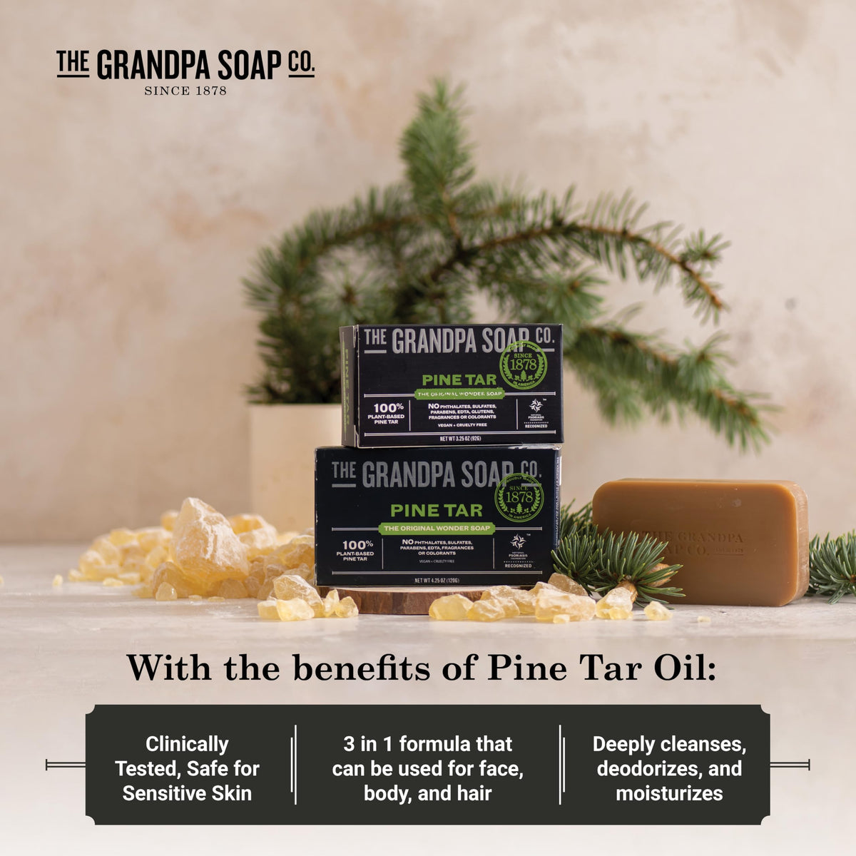 Side view of Grandpa's Pine Tar Bar Soap