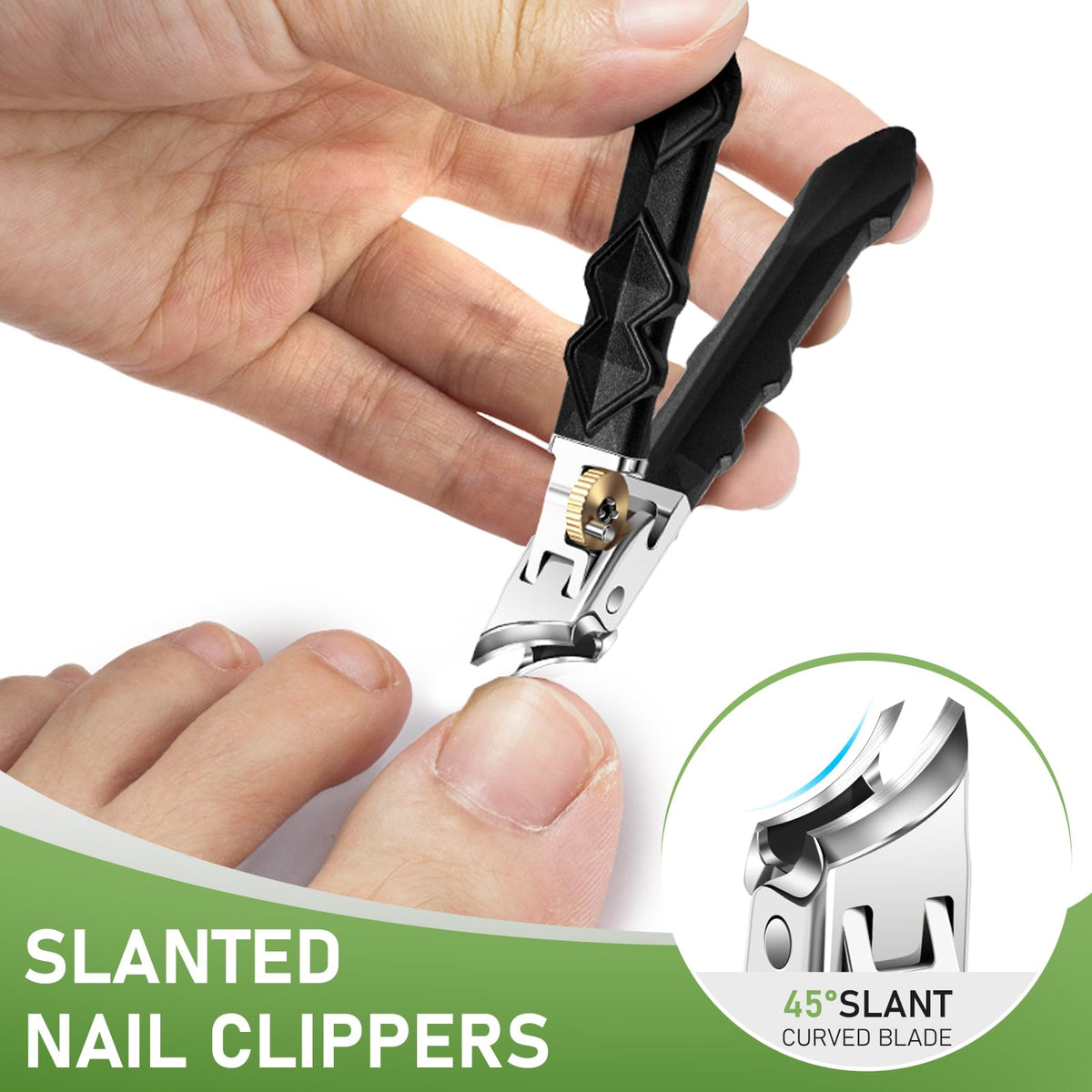 Side view of HANDWENG toenail clippers with a long handle