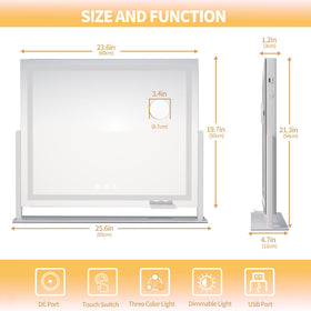 Side view of Hasipu Vanity Mirror with 360° rotation