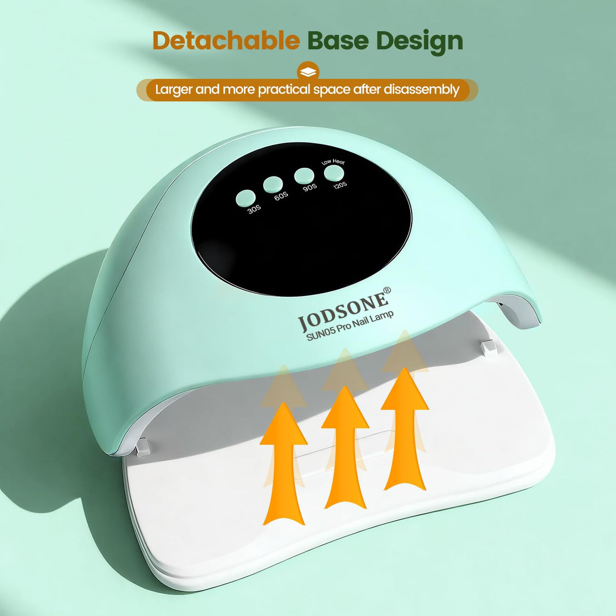 Side view of JODSONE Nail Dryer showcasing dual light source