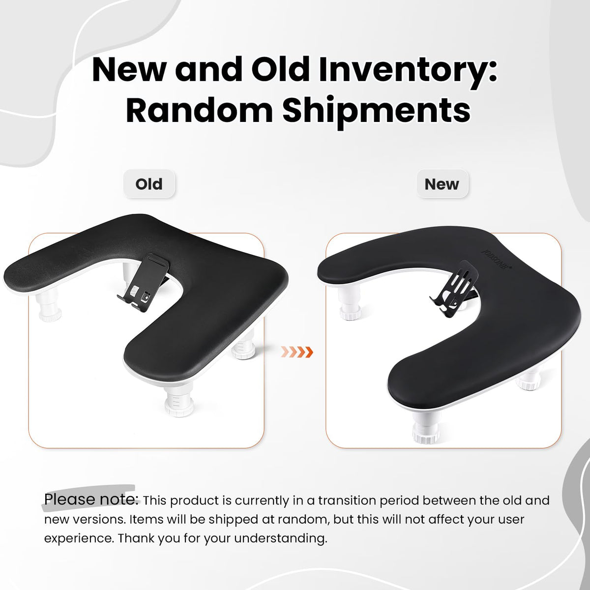 Side view of JODSONE U-Shaped Black Arm Rest showing adjustable height