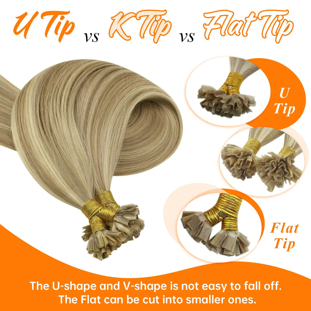 Side view of K Tip extensions showcasing natural volume