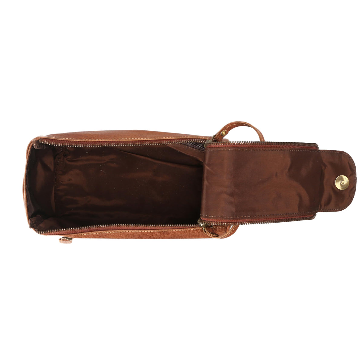 Side view of KomalC Buffalo Leather Toiletry Bag