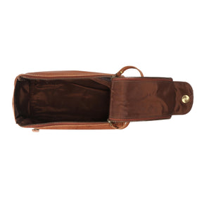 Side view of KomalC Buffalo Leather Toiletry Bag