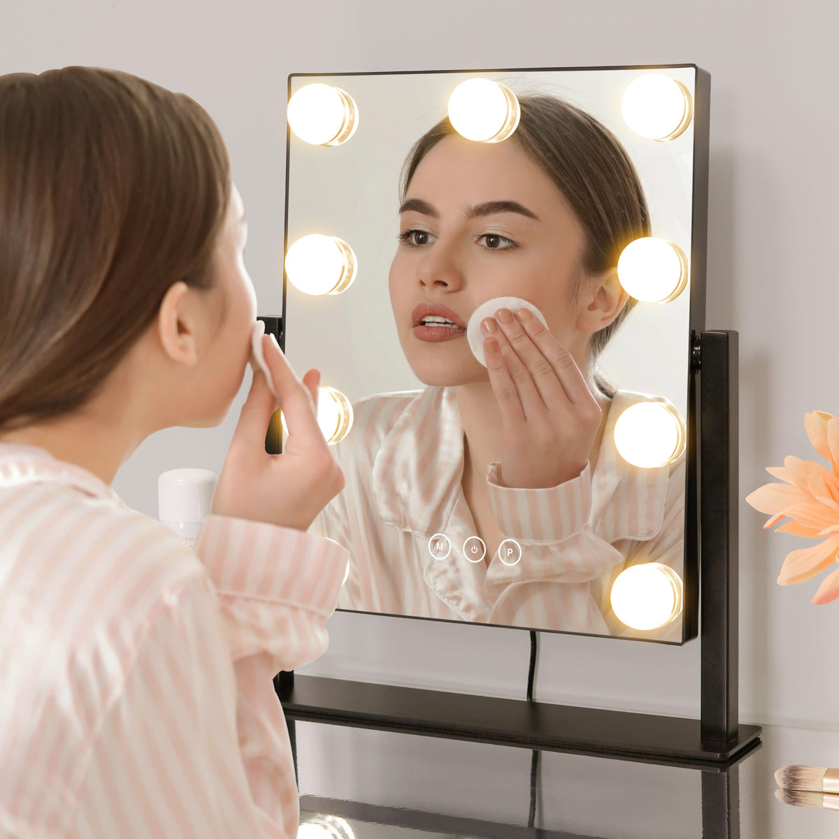 Side view of Kotdning Vanity Mirror with touch-sensitive controls