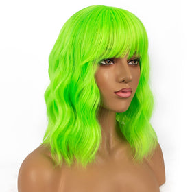 Side view of LANCAINI Short Bob Wig with loose waves