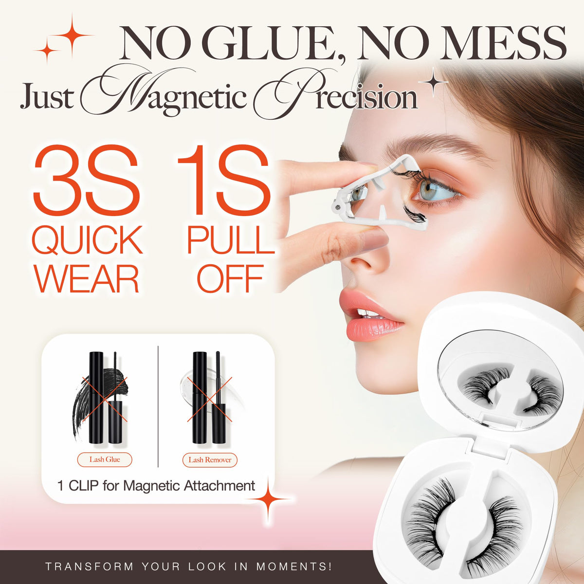 Side view of LASHVIEW Magnetic Eyelashes showcasing natural look