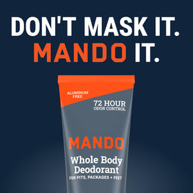 Side view of Mando Whole Body Deodorant packaging
