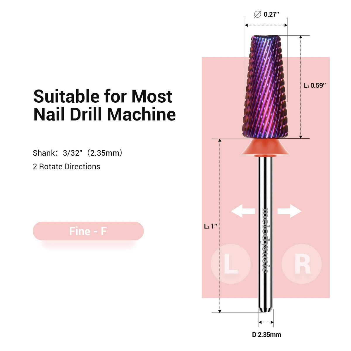 Side view of MelodySusie Nail Drill Bit