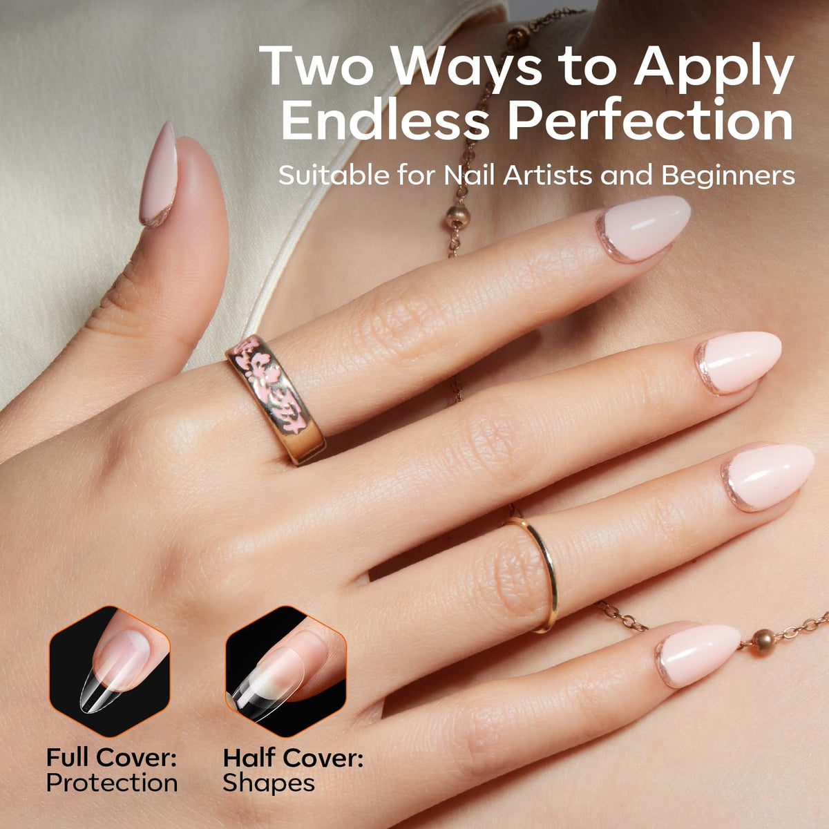Side view of Modelones Extra Short Almond Nail Tips showing durability